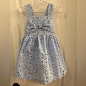 Classic B by BONNIE JEAN Blue Gingham Bow-Front Kids Dress
